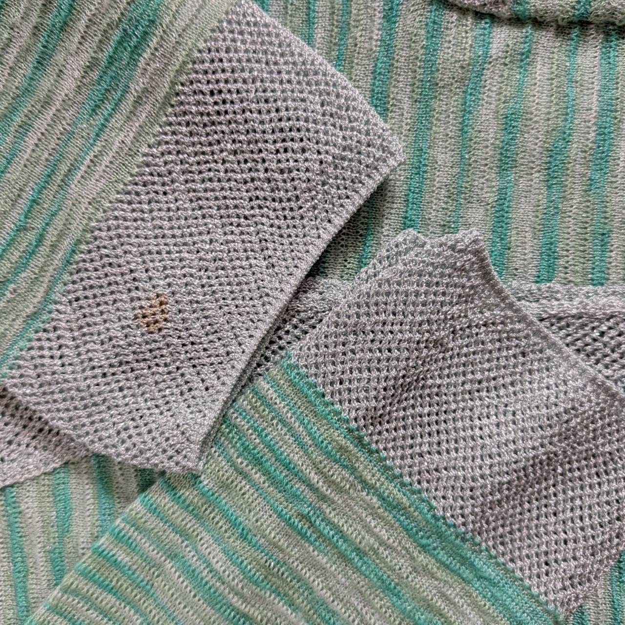 ミッソーニ MISSONI イタリア製 ボーダー柄 シアーニットカーディガン
