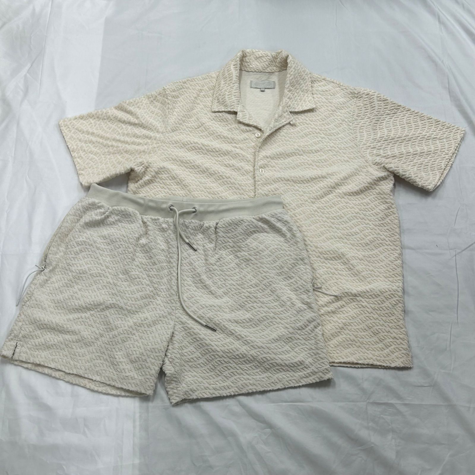 RA16 KITH キス セットアップサマー パイル生地 半袖シャツ ハーフパンツ XL 白