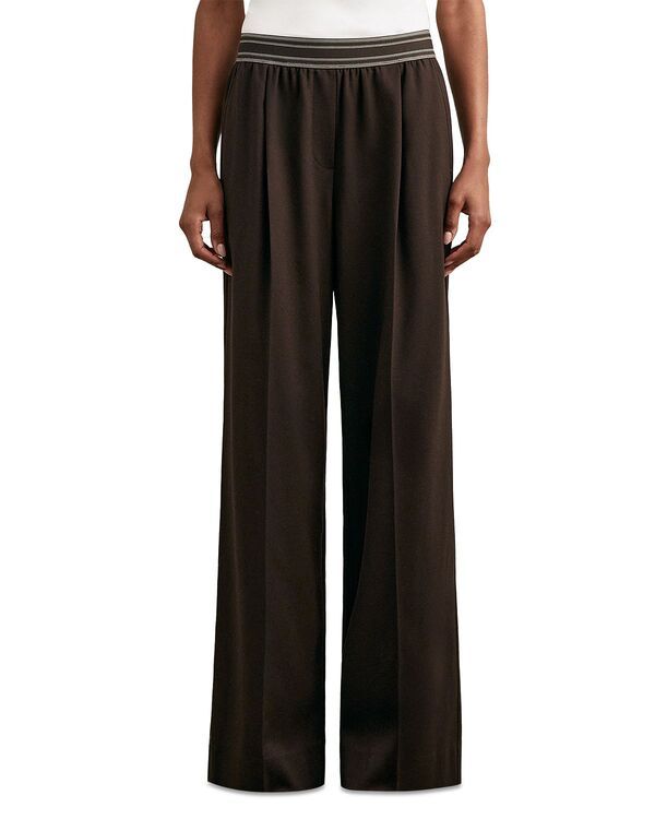 レイス レディース ボトムス カジュアルパンツ ワイドレッグ REISS Camelia Wide Leg Pants Chocolate チョコレート
