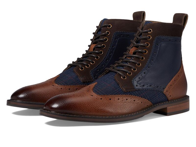 ステイシーアダムス メンズ シューズ ブーツ・レインブーツ Stacy Adams Finnegan Wing Tip Boot NavyCognac ネイビー