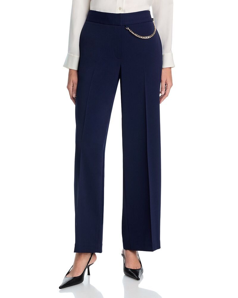 エリータハリ レディース ボトムス カジュアルパンツ ストレート ハイウエスト Elie Tahari The Sarah Chain Detail High Waistraight Leg Pant