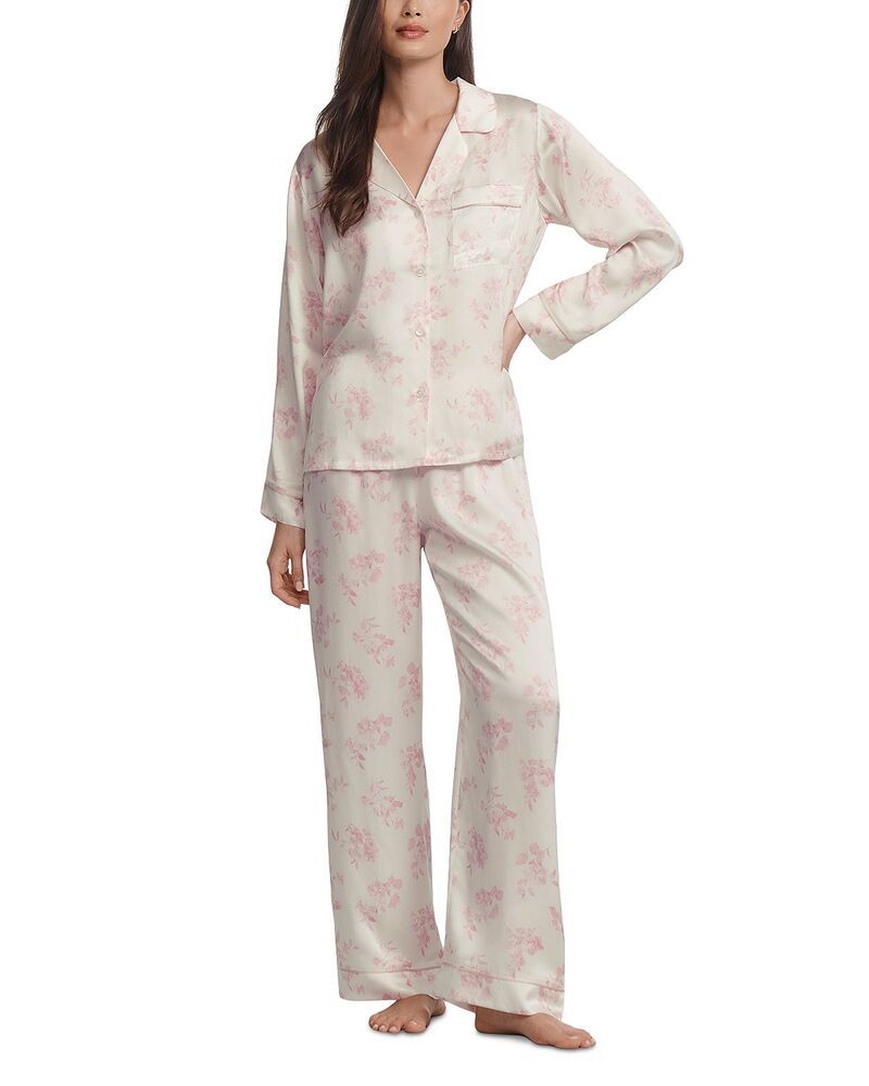 エバージェイ レディース アウター パーカー・スウェット プリント シルク Eberjey Inez Printed Washable Silk Long Pajama Set Rose Garden