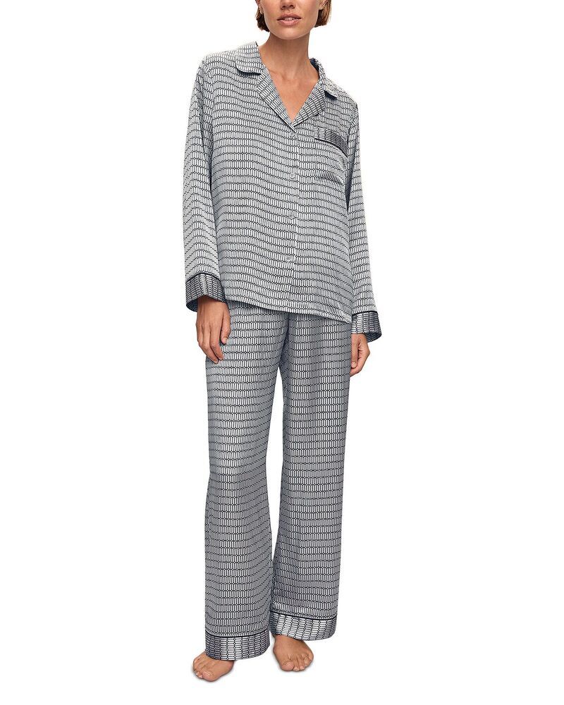 エバージェイ レディース アウター パーカー・スウェット プリント シルク Eberjey Inez Printed Washable Silk Long Pajama Set Stained Gla
