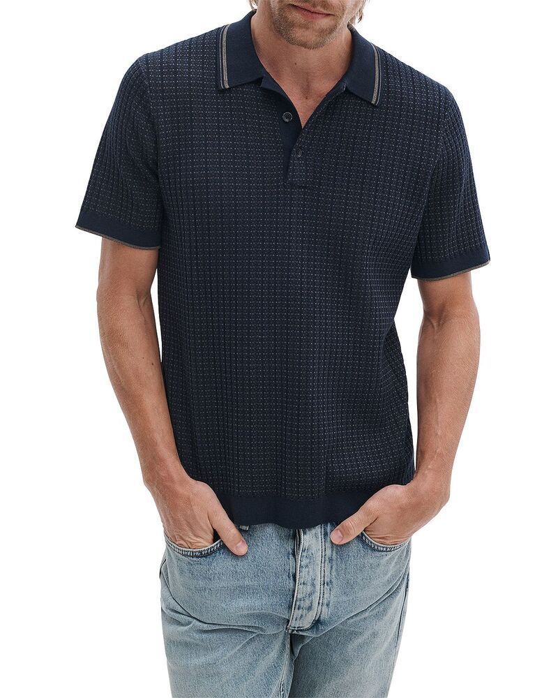 ラグアンドボーン メンズ トップス ポロシャツ rag bone Harvey Rib Polo Shirt Navy Multi ネイビー