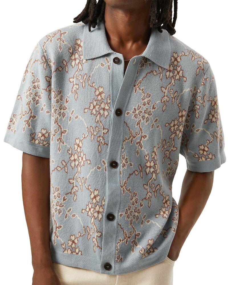 コリドー メンズ トップス シャツ リラックスフィット ニット Corridorelaxed Fitrellis Knit Shirt Light Blue ブルー