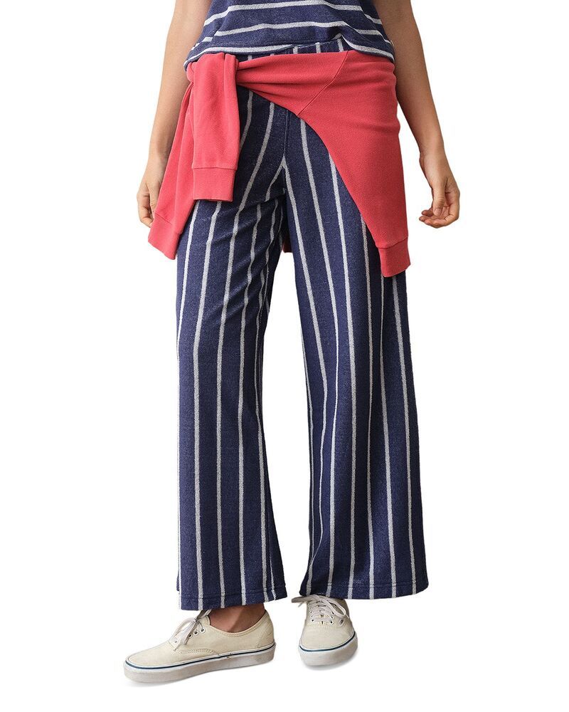 マリーン レイヤー レディース ボトムス カジュアルパンツ ワイドレッグ パイル Marine Layer Beach Terry Wide Leg Pants Blue White ホワイト