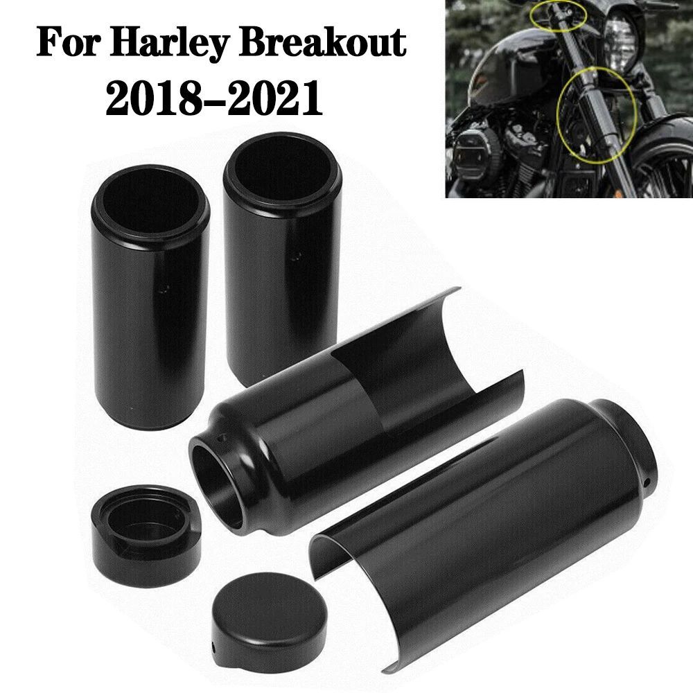MOTORCYCLE FRONT FORK BOOT COVER TUBE CAP SET HARLEY BREAKOUT SOFTAIL FXBR FXBRS 2018-2024