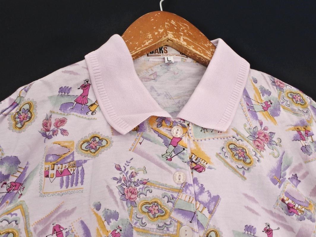 DAKS ダックス GOLF 総柄 ポロシャツ sizeL/ラベンダー