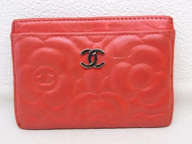 シャネル ■ カードケース カメリア レザー ピンク系 レディース リカラー品 22番台 名刺入れ CHANEL□8E8F