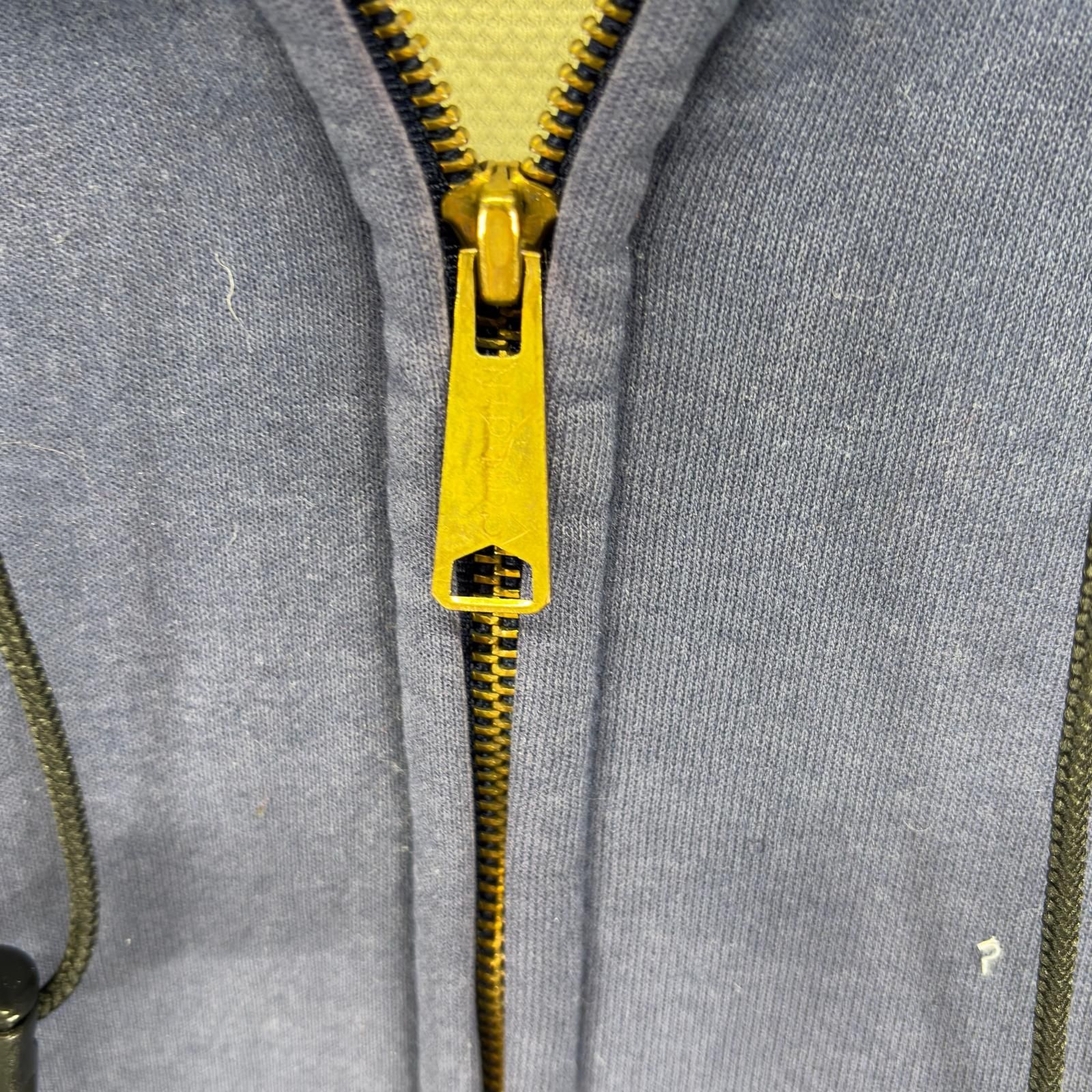 古着 カーハート Carhartt パーカー ロゴ フーディ 刺繍 大きいサイズ ワンポイント 裏地メッシュ  ネイビー系 メンズ