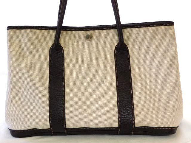 エルメス ■ トートバッグ ガーデンパーティPM トワルアッシュ ブラウン シルバー金具 □H刻印 レディース HERMES□8E8F