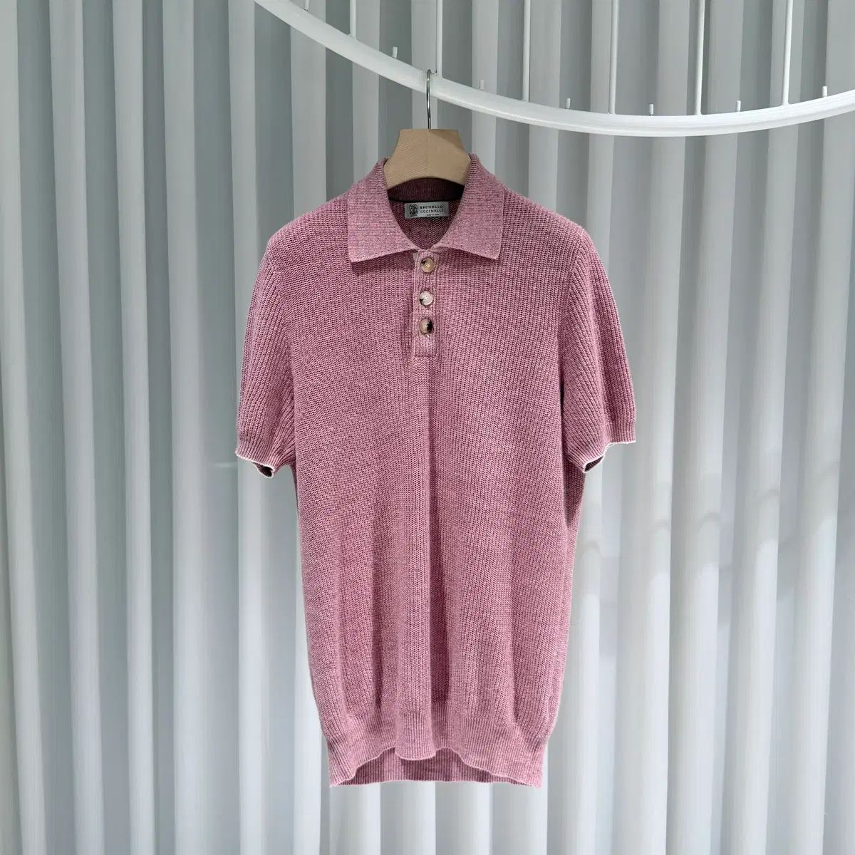 ( S / 52 ) BRUNELLO CUCINELLI ブルネロクチネリ リネン コットン カラーネック ポロ 半袖 Tシャツ