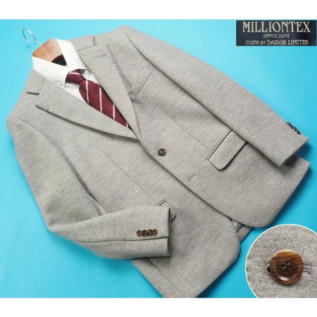新品 大手百貨店扱い 日本製 秋冬『ダイドーリミテッド MILLIONTEX 国産生地』ウール100% 厚手 ジャージー ジャケット A5灰(10) 236452