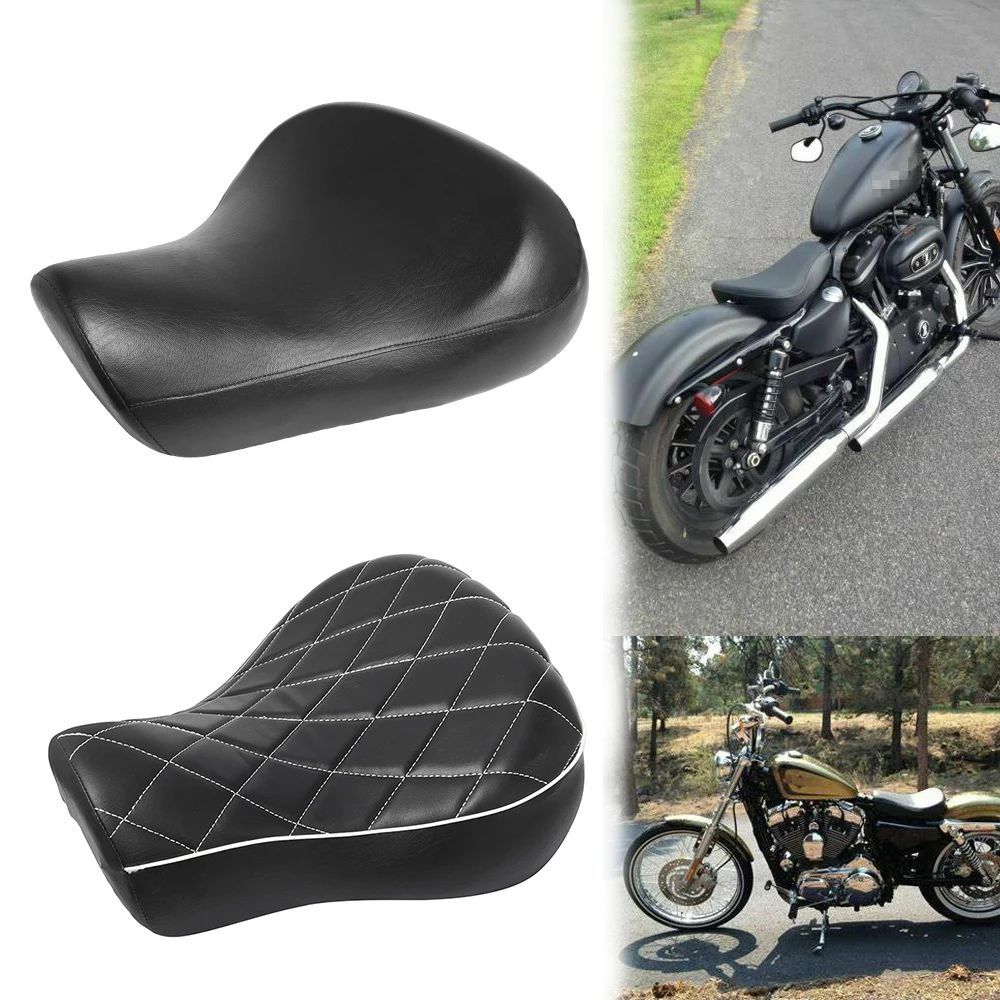 DIAMOND FRONT DRIVER RIDER SOLO SEAT MOTORCYCLE SEATS CUSHION HARLEY SPORTSTER 883 1200 FORTY EIGHT 48 72 1983-2003