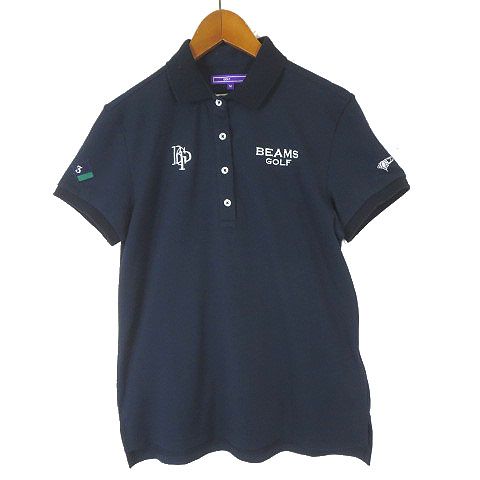 ビームスゴルフ BEAMS GOLF パープルレーベル PURPLE LABEL 24SS ポロシャツ スフィダンテ ベア 鹿の子 ボタンダウン 半袖 M 紺 ネイビー