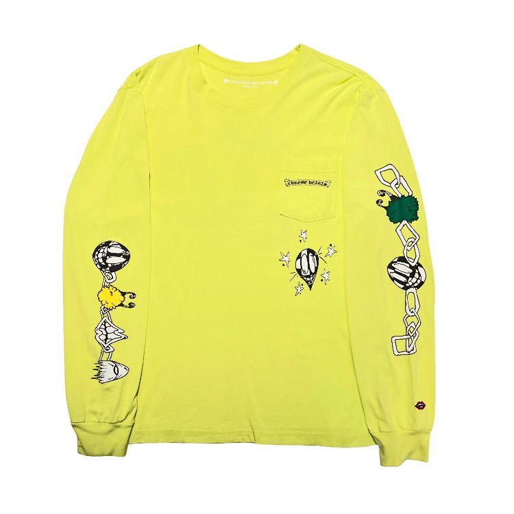 ChromeHearts クロムハーツ × MATTY BOY マッティボーイ PRO LINK L/S TEE クルーネック ロングスリーブTシャツ size=XL 408169832******970 メンズ イエロー コットン