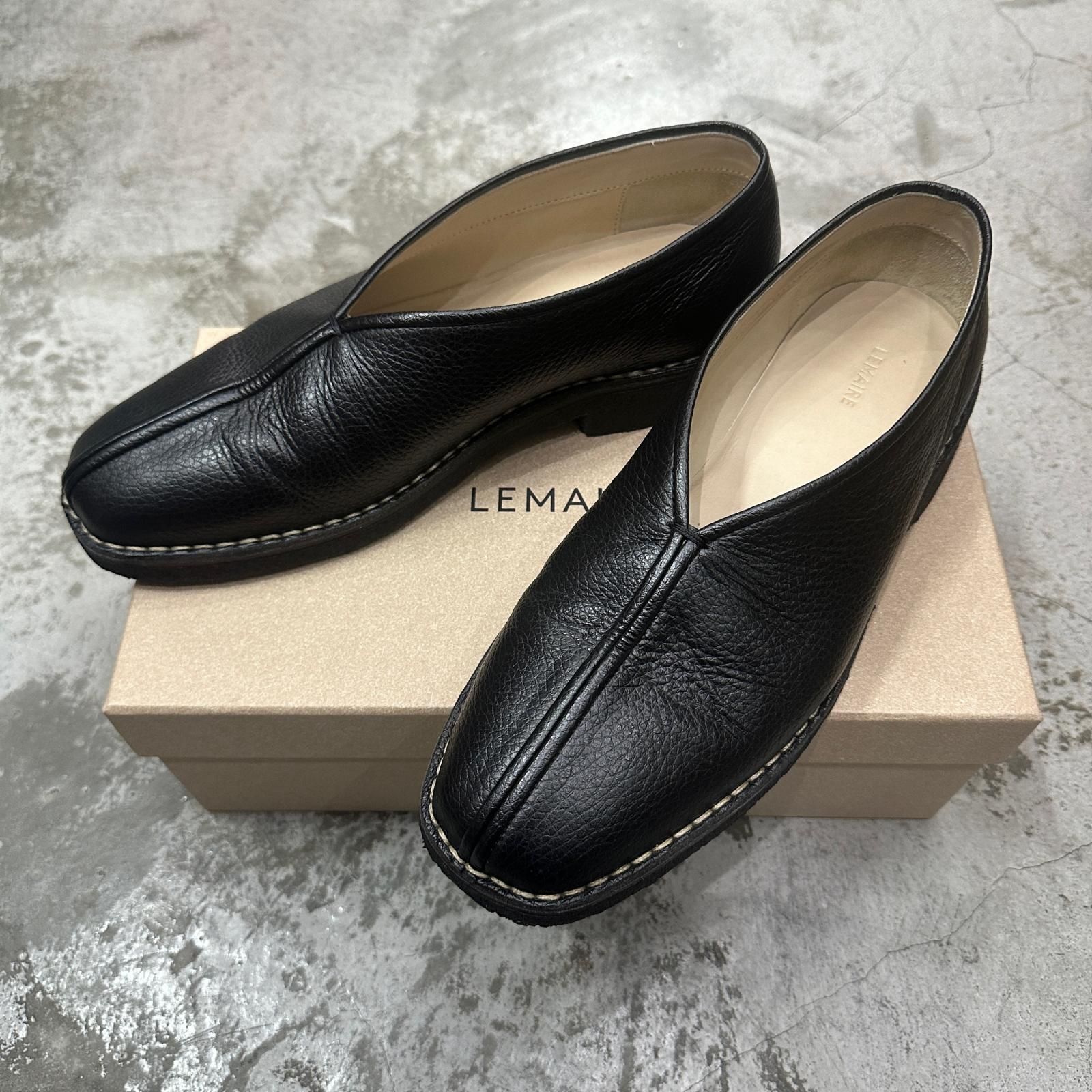参考上代113300円 LEMAIRE PIPED CREPE SLIPPERS フラットパイピング 