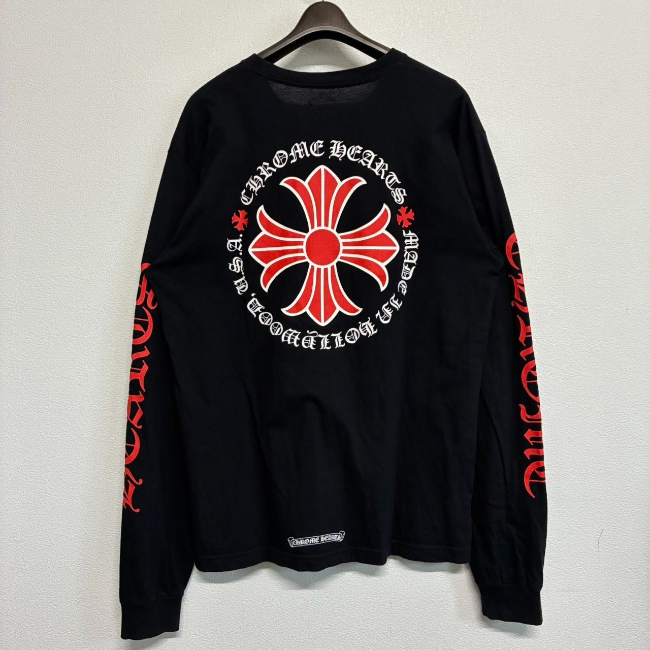 CHROME HEARTS クロムハーツ CHプラス サークルロゴ 黒 ブラック 赤 レッド 長袖 ロング Tシャツ ロンT トップス メンズ レディース Lサイズ 美品 2706
