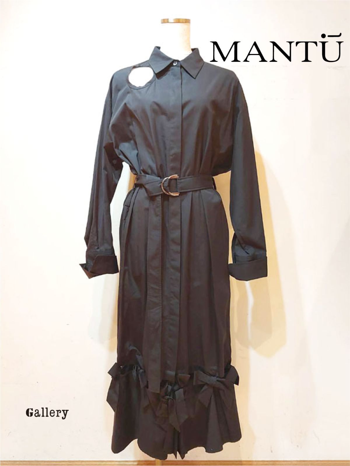 【未使用・新品】【公式正規取扱い】MANTU(マントゥ) ワンピース ドレス シャツドレス モード ブラック 99,550円
