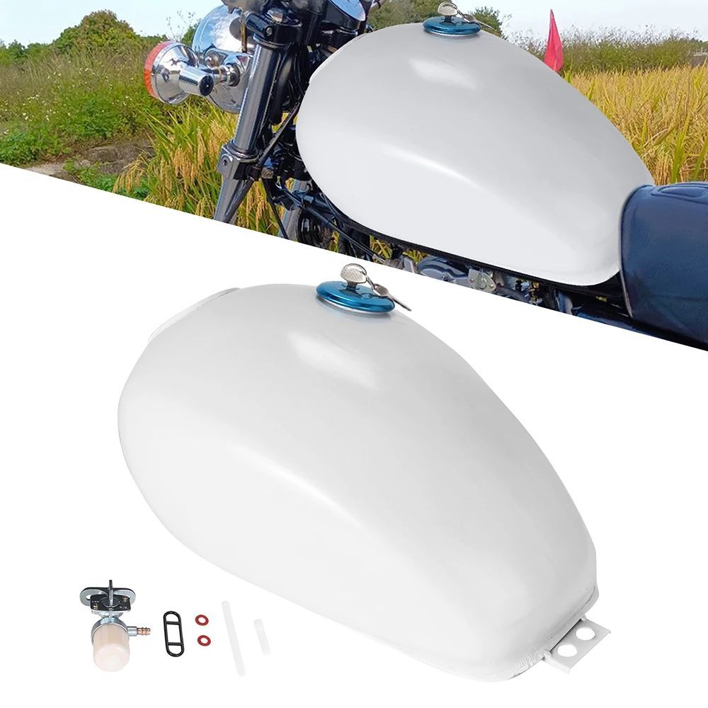 MOTORCYCLE MODIFIED WHITE 9L 2.4 GAL GAS FUEL TANK HONDA HARLEY CAFE RACER