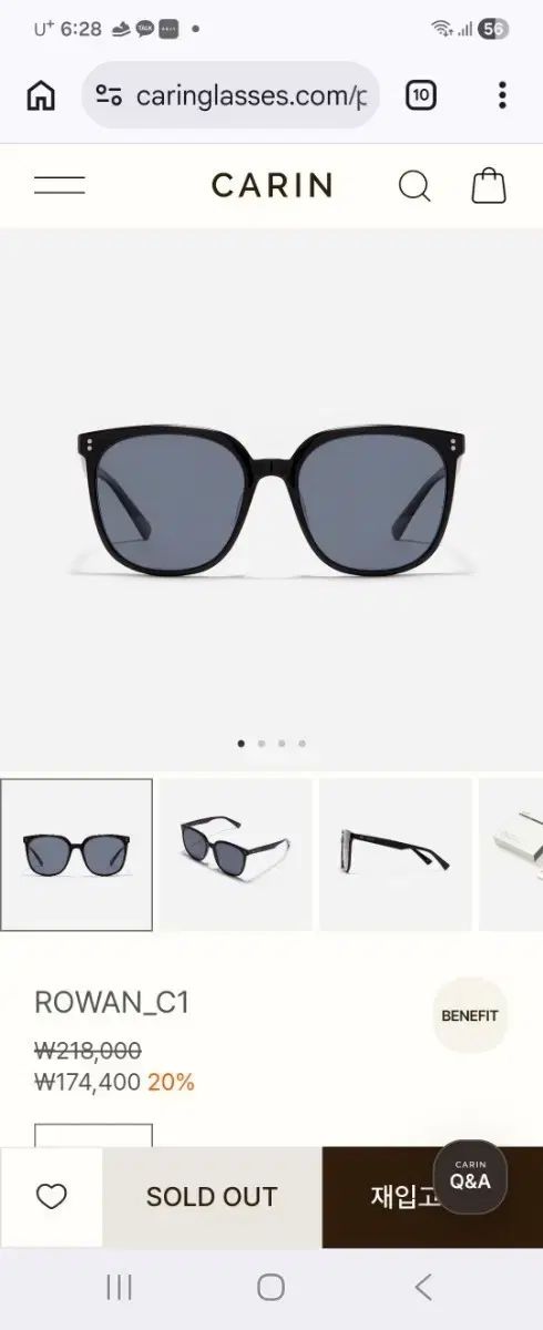 新品 偏光 CARIN ROWAN_C1 ブラック サングラス