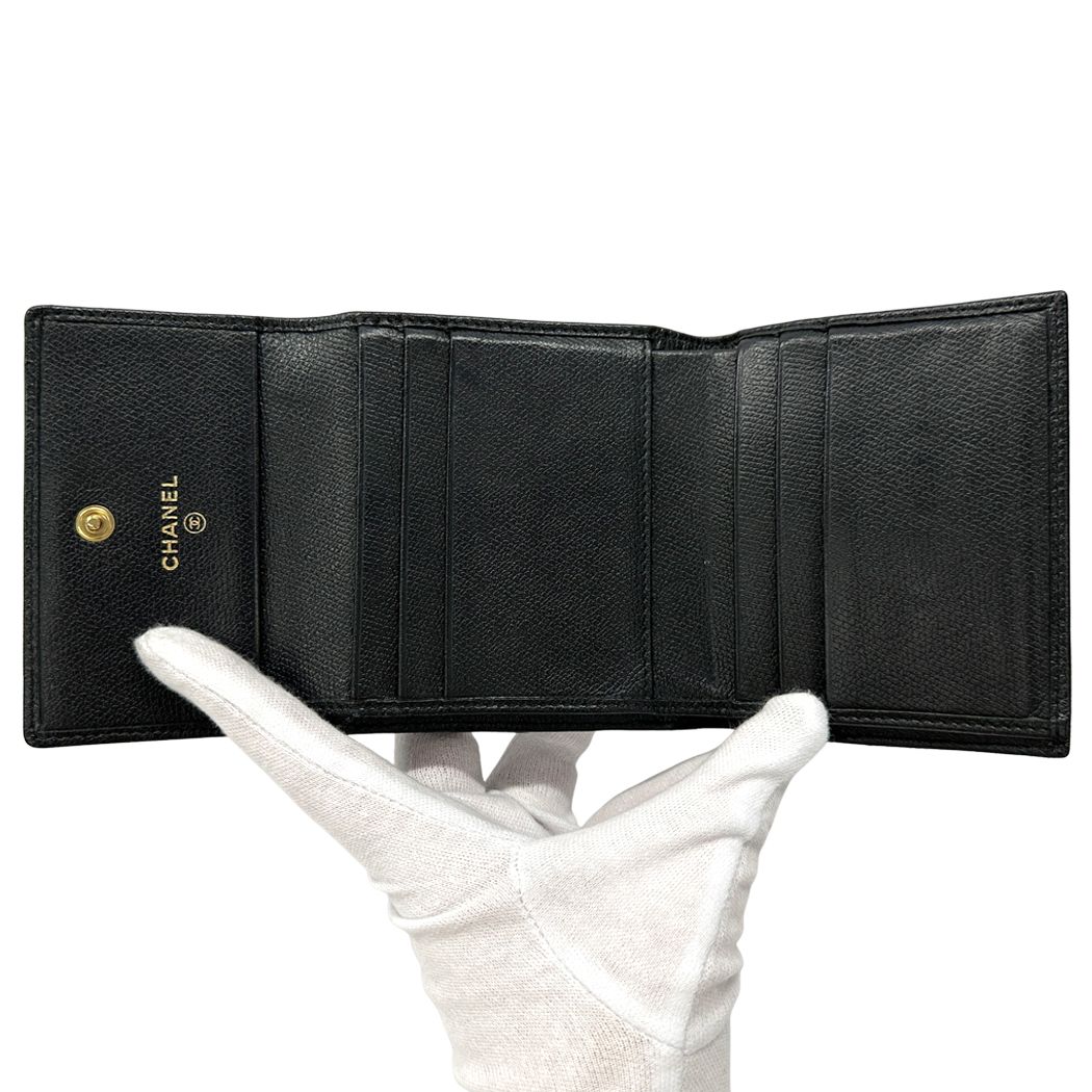 【美品】シャネル ブラック 二つ折り財布 ココボタン レディース 鑑定済 シャネル CHANEL 財布 ココボタン レディース ブランド 二つ折り財布