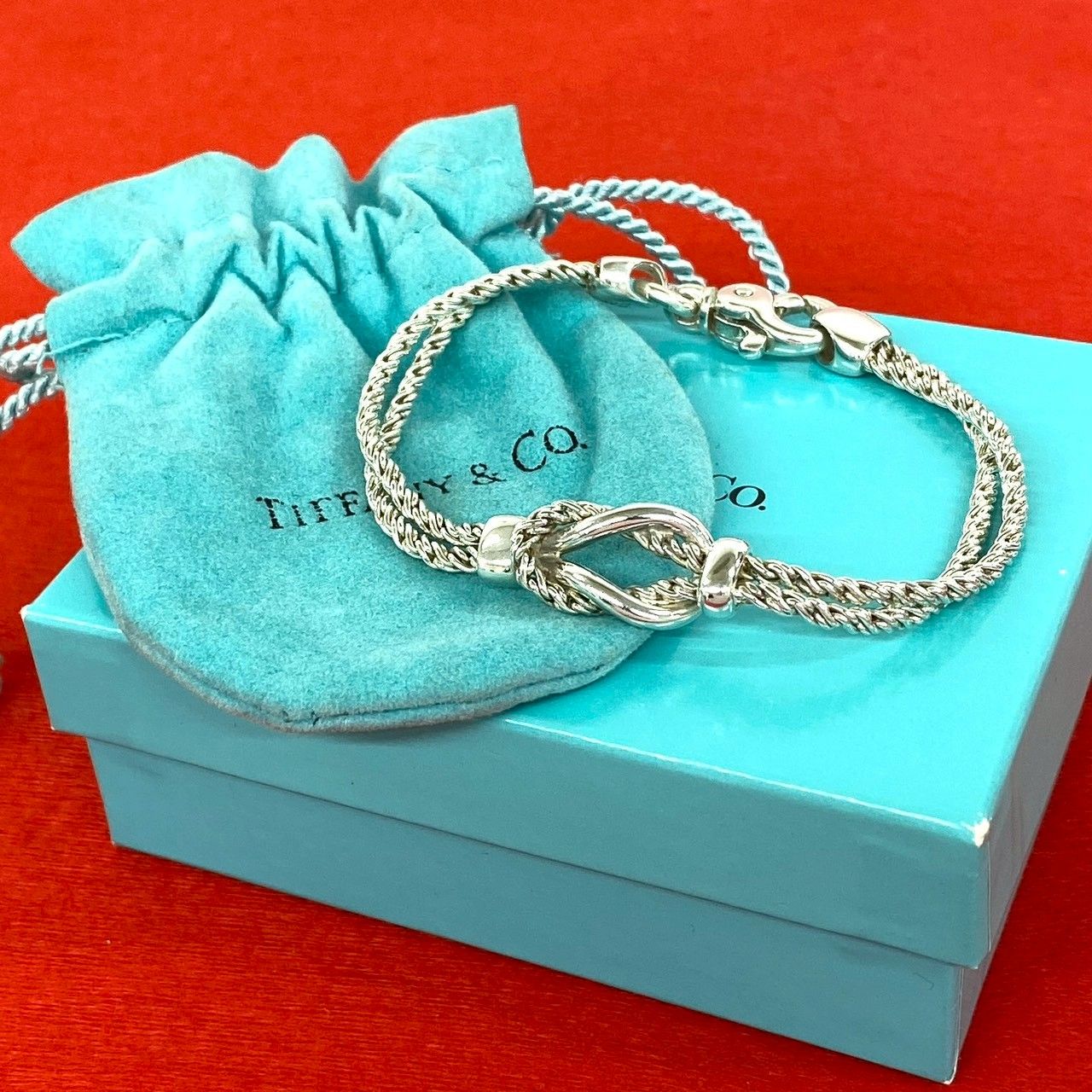 極 美品 箱 袋付き TIFFANY&Co. ティファニー センターノット ダブル