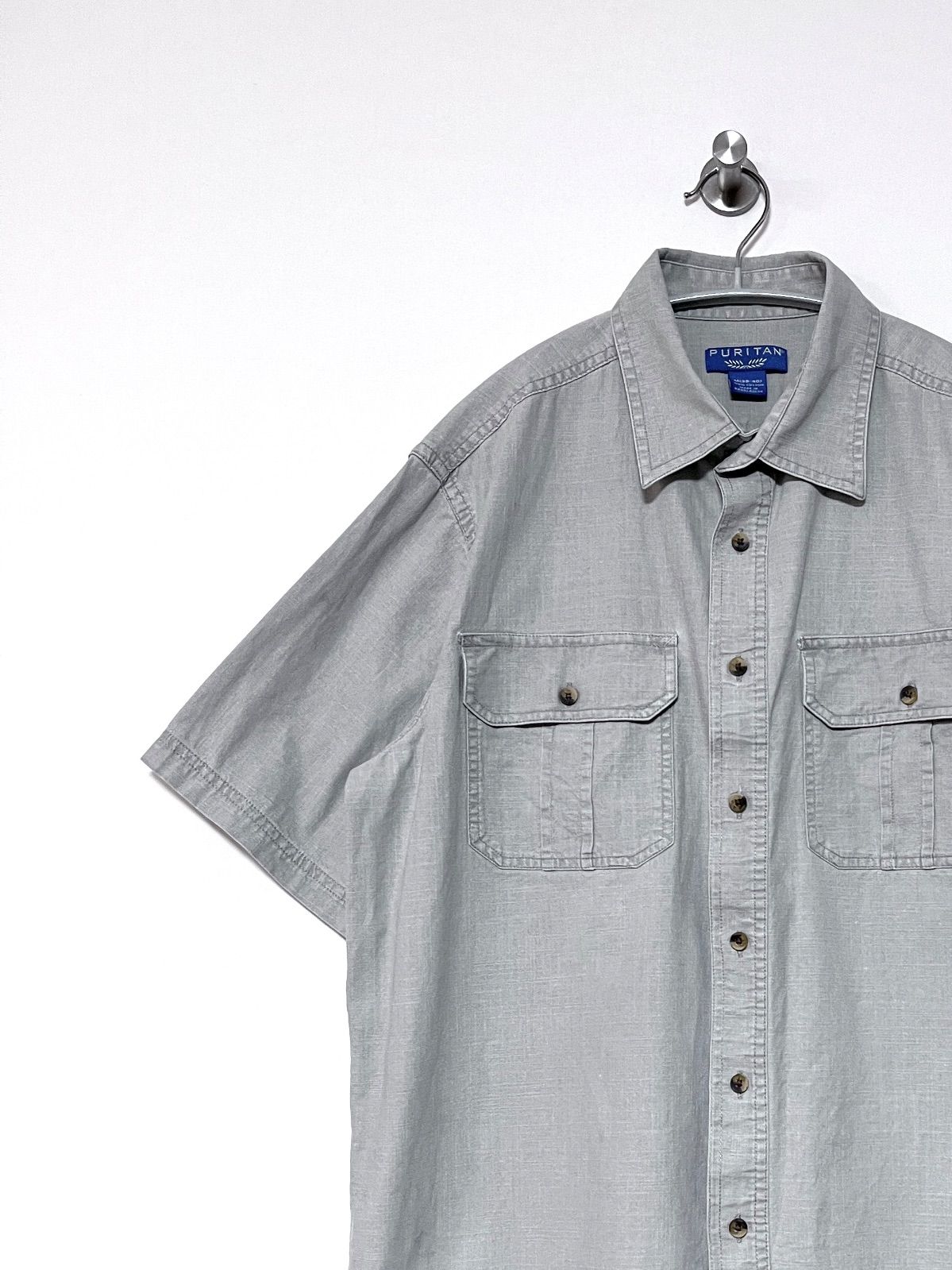 【PURITAN】90-00s S/S ワークシャツ M ピューリタン 古着