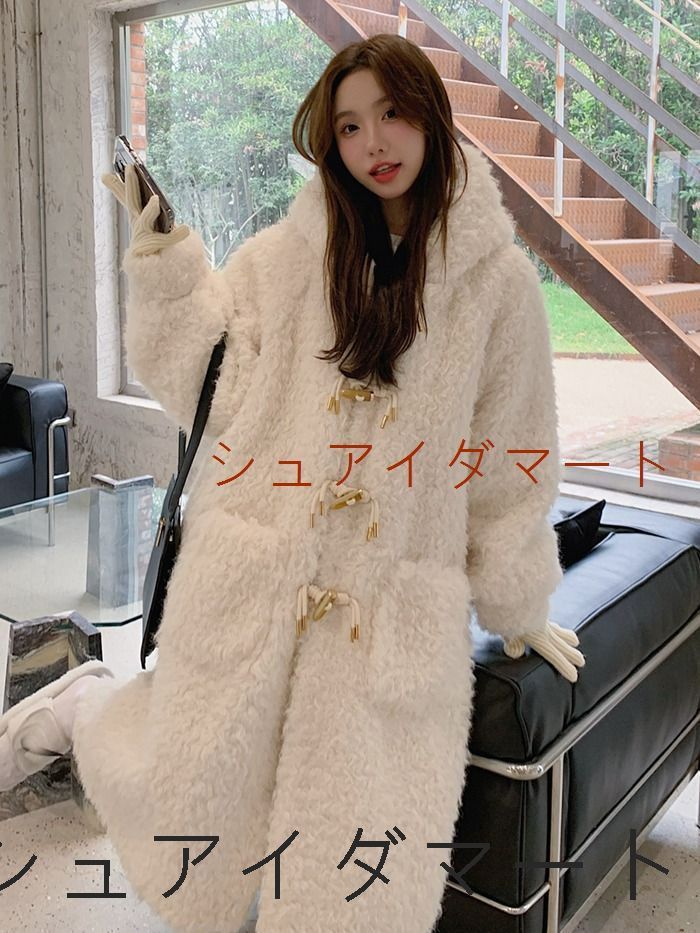 ッフルコート レディース ロングコート 冬 ファージャケット もこもこ ファーコート ボアブルゾン コート フード付き 羽織り 韓国風 上品 フェイクファー 秋冬 ふわふわ 体型カバー 暖か