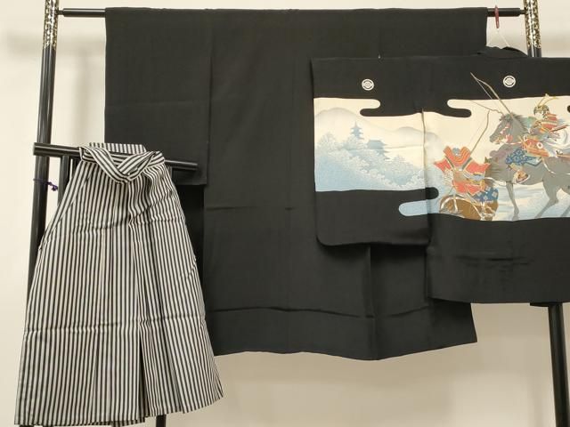 平和屋着物[]七五三　男の子　祝着・羽織・行灯袴セット　武士　逸品　DABC5473ma