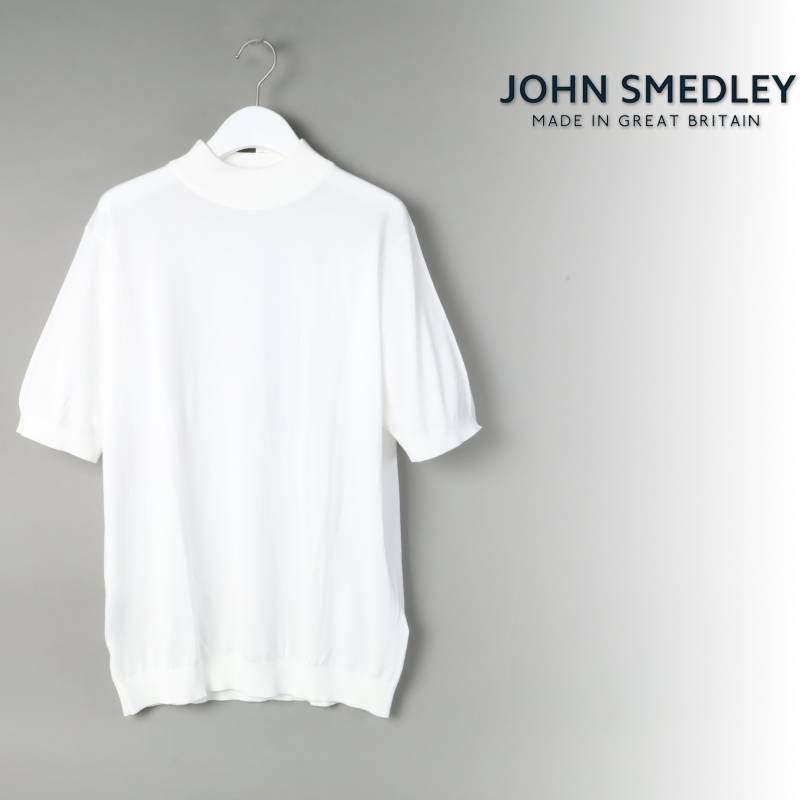 新品 JOHN SMEDLEY ジョンスメドレー 【 ジョンスメ 】 半袖 モックネック ニット Tシャツ ARBER PULLOVER MTN SS イギリス製 L # 317
