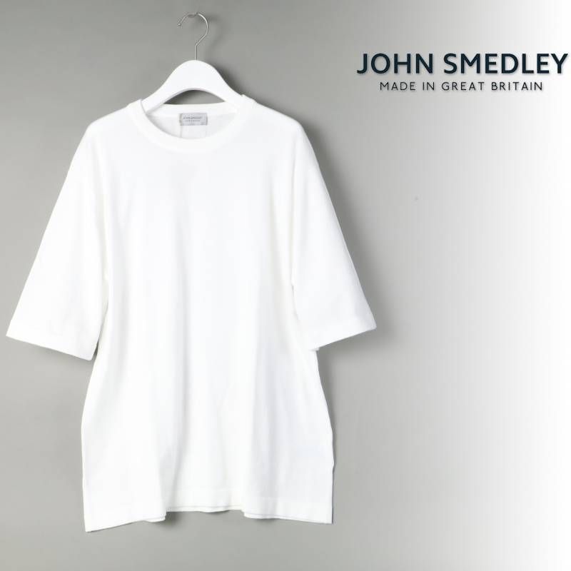 新品 JOHN SMEDLEY ジョンスメドレー 【 ジョンスメ 】 ウェルトヘム半袖コットンニットTシャツ（24G） TINDALL MENS T-SHIRT CN SS イギリス製 L # 326