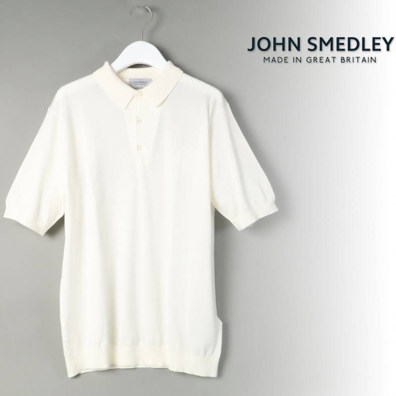 新品 JOHN SMEDLEY ジョンスメドレー 【 ジョンスメ 】半袖ニットポロシャツ 30G REID MENS SHIRT F/C STAND COLLAR SS イギリス製 L # 186