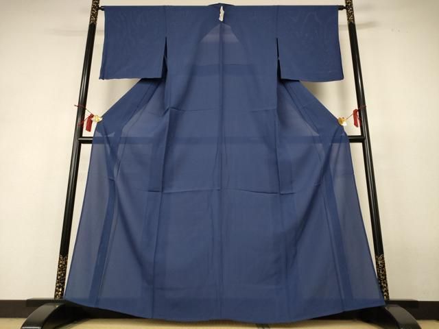 平和屋着物＊夏物　色無地　絽　鉄御納戸色　正絹　逸品　AABH9423jd