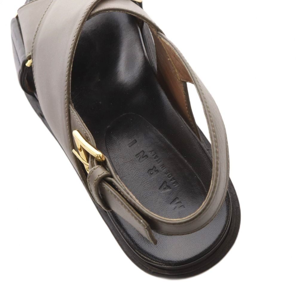 マルニ MARNI フスベット サンダル ストラップ レザー 37 グレージュ