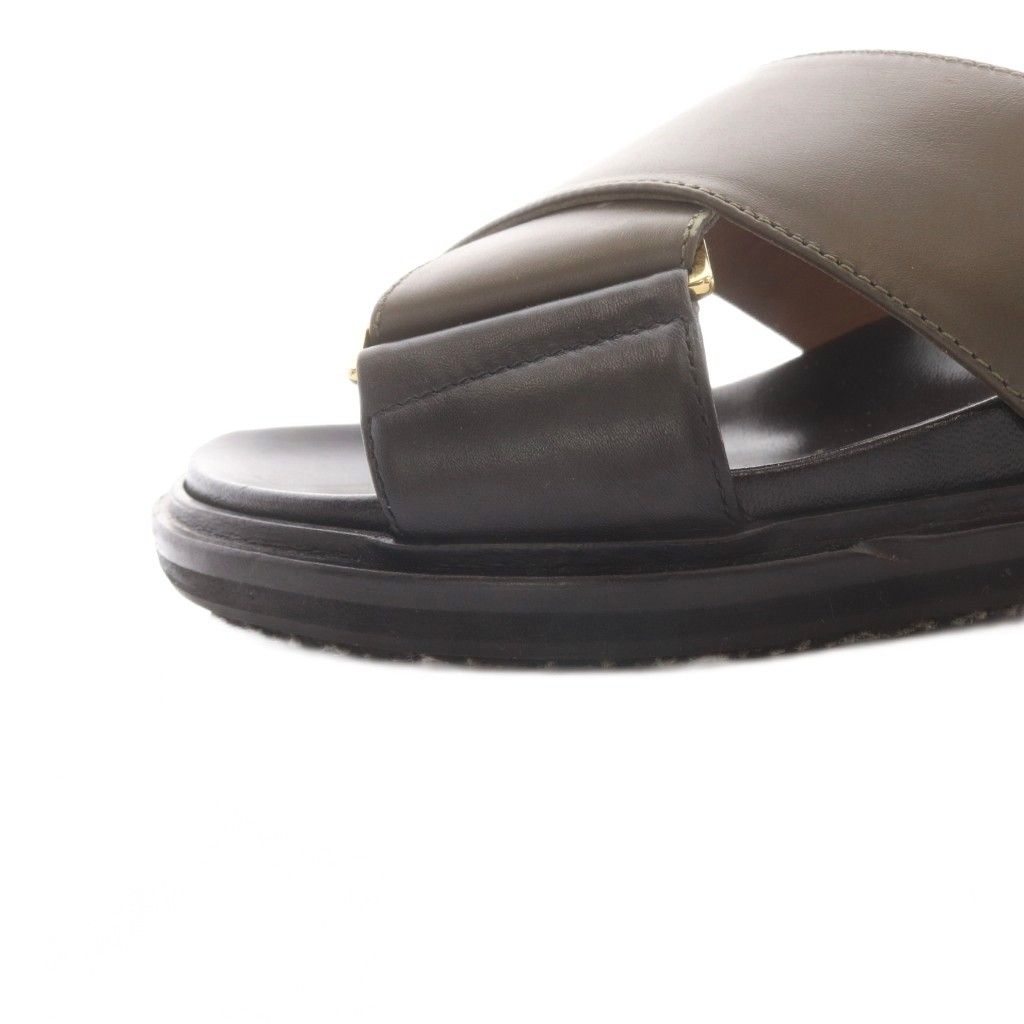 マルニ MARNI フスベット サンダル ストラップ レザー 37 グレージュ