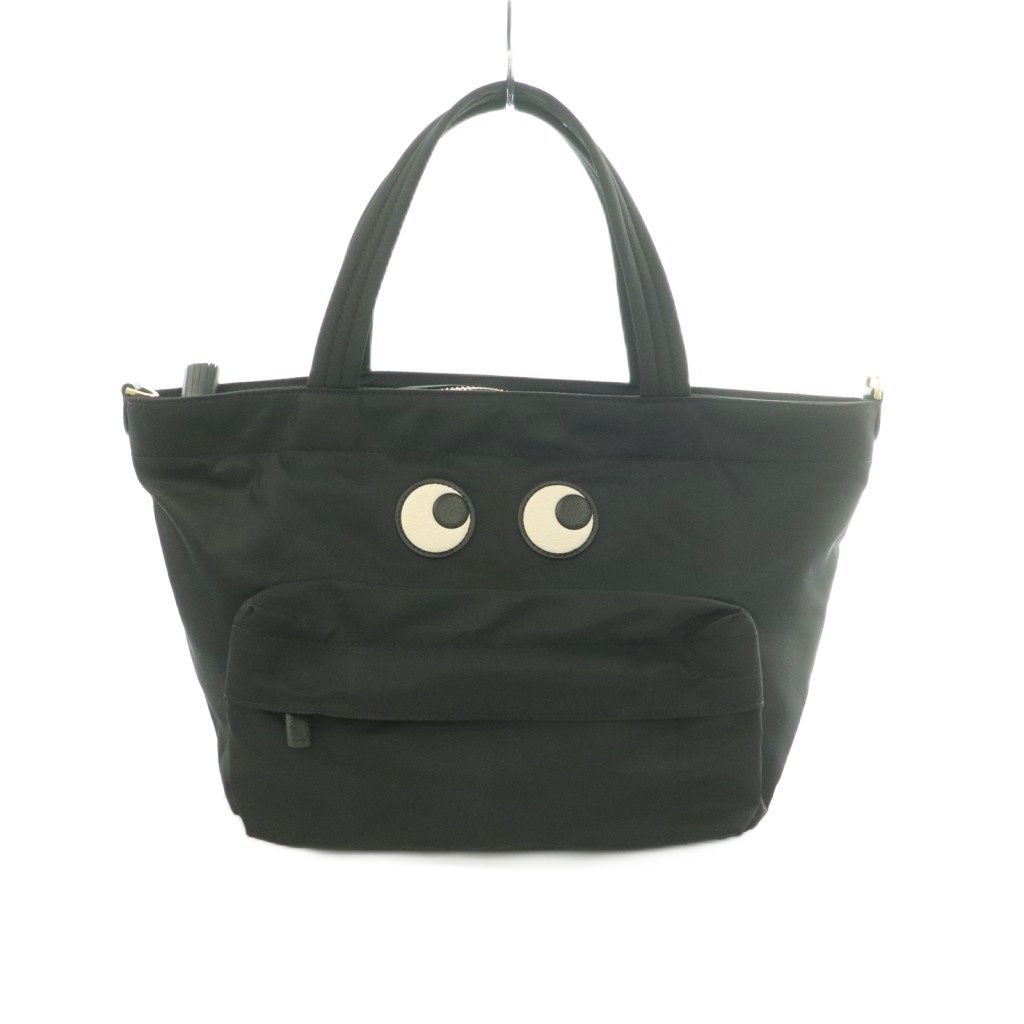 アニヤハインドマーチ ANYA HINDMARCH Eyes ナイロン E/W トートバッグ ハンドバッグ 黒 ブラック /MI ■OS