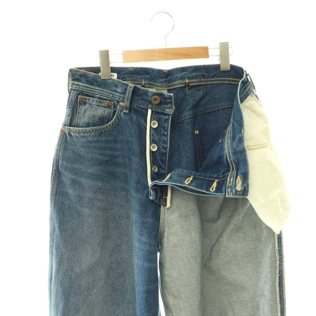 アンスクリア INSCRIRE 25AW COWBOY RIDERSPANTS デニムパンツ ×LEE×LESSAGE ジーンズ ワイド ボタンフライ L インディゴ /HS ■OS アンスクリア INSCRIRE 25AW COWBOY RIDERSPANTS デニムパンツ ×LEE×LESSAGE ジーンズ ワイド ボタンフライ L インディゴ /HS ■OS