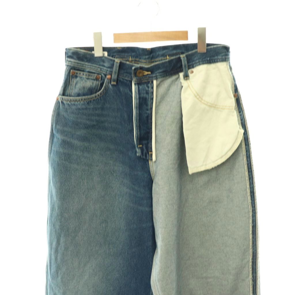 アンスクリア INSCRIRE 25AW COWBOY RIDERSPANTS デニムパンツ ×LEE×LESSAGE ジーンズ ワイド ボタンフライ L インディゴ /HS ■OS アンスクリア INSCRIRE 25AW COWBOY RIDERSPANTS デニムパンツ ×LEE×LESSAGE ジーンズ ワイド ボタンフライ L インディゴ /HS ■OS