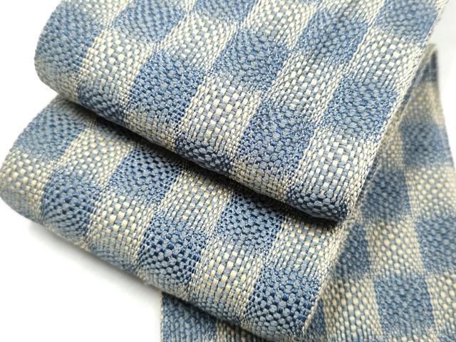 平和屋着物○男性 本場筑前博多織 角帯 市松文様 正絹 逸品 CABG8956hy