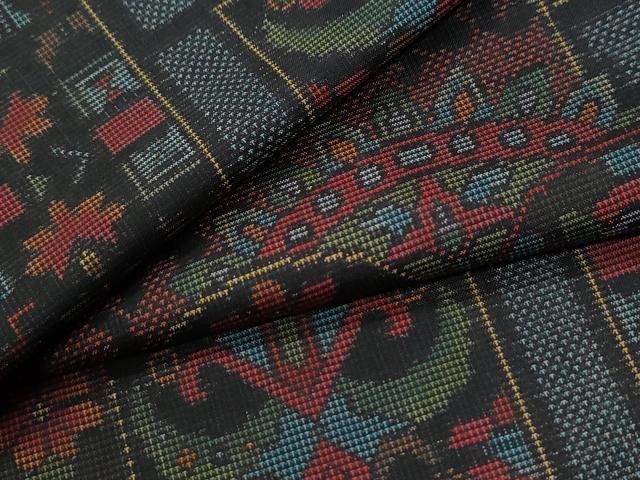 平和屋着物●本場大島紬　7マルキ　色紙更紗草花文　正絹　逸品　CABG0458yc 25,012円