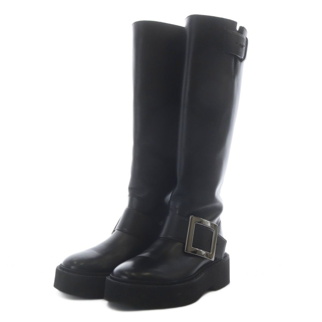 ロジェヴィヴィエ ROGER VIVIER viv rangers バイカーブーツ ロング プラットフォーム 厚底 レザー 37 ブラック /YO5