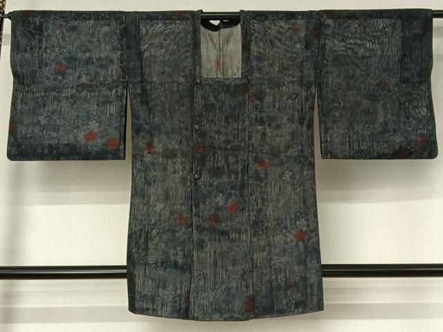 平和屋着物▽道行コート　スリーシーズン　春夏秋　塵除け　紗　草花文　正絹　逸品　AABI9588jh
