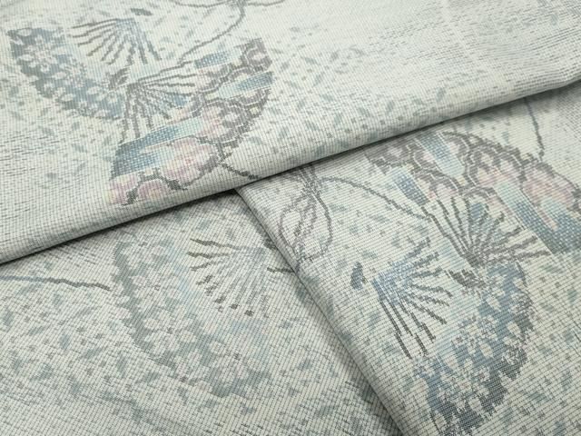 平和屋着物●本場大島紬　白大島　9マルキ　総絣　扇面花文　正絹　逸品　CABG4422gh