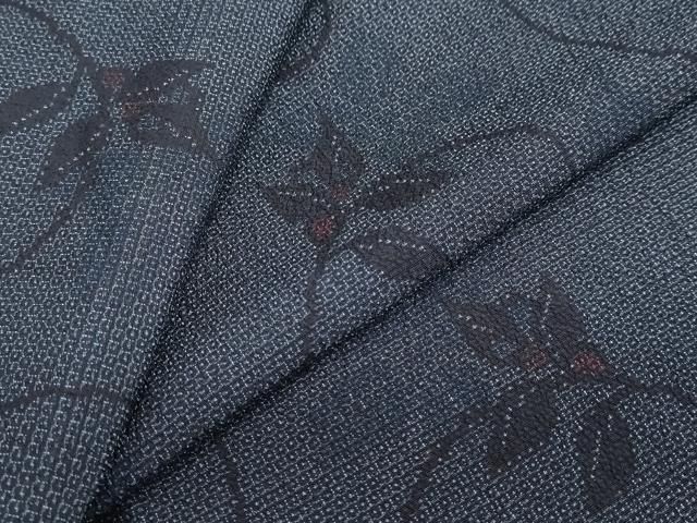 平和屋着物●本塩沢　110亀甲　南天文　正絹　逸品　DABF1434ud