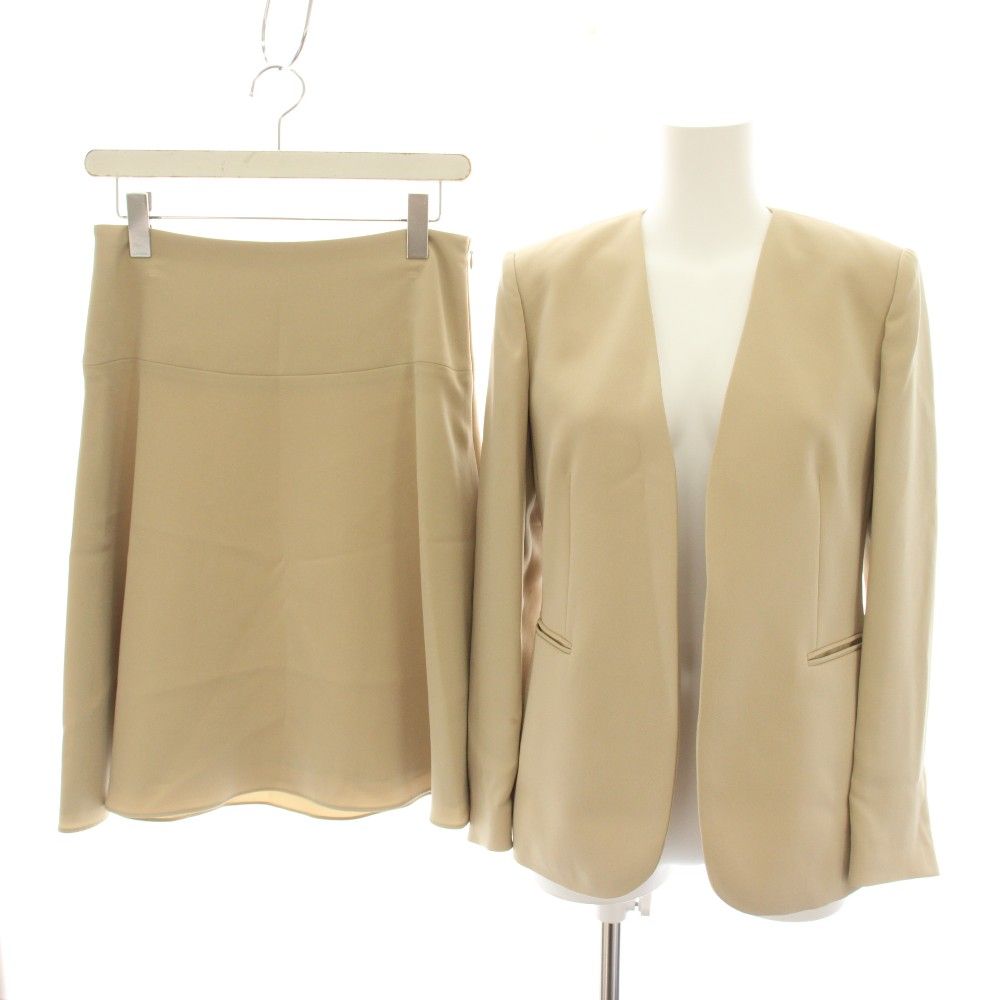 セオリー Theory 23SS クラシッククレープリンドライアビー CLASSIC CREPE LINDRAYIA B ノーカラージャケット クラシッククレープフレア CLASSIC CREPE FLARE スカート ひざ丈 2 ベージュ /YT
