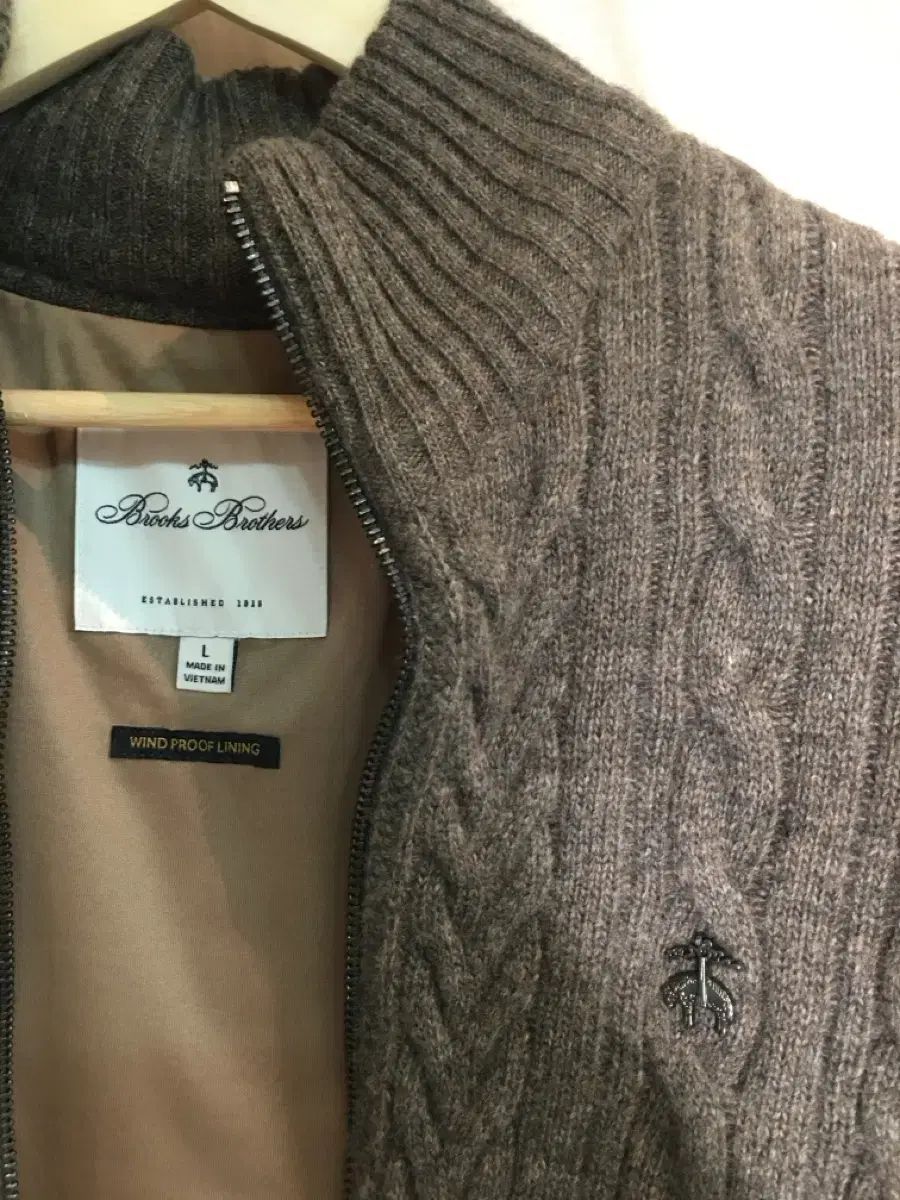 Brooks Brothers(ブルックス・ブラザーズ) ブラウン ケーブル ニット ジップアップ カーディガン L