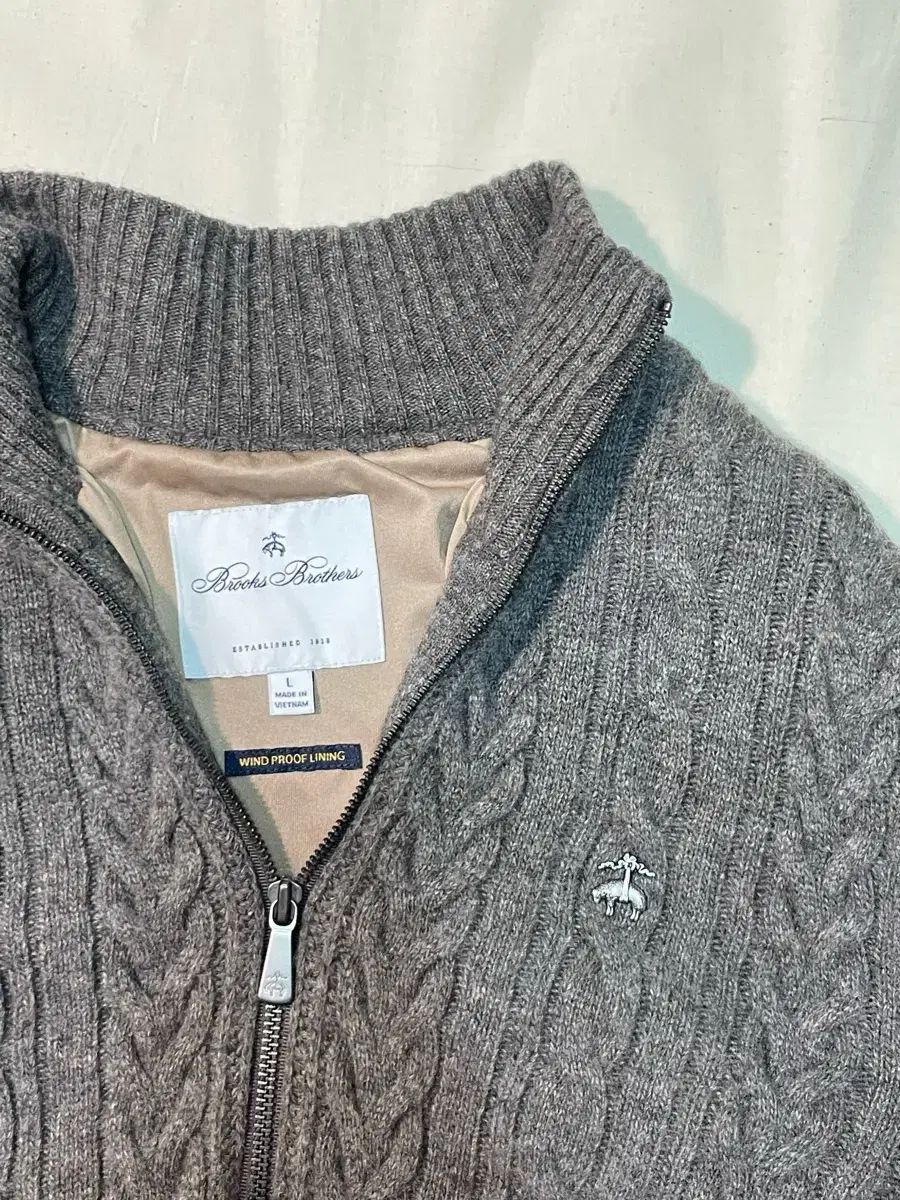 Brooks Brothers(ブルックス・ブラザーズ) ブラウン ケーブル ニット ジップアップ カーディガン L