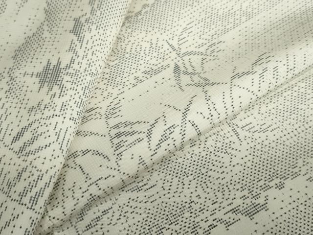 平和屋着物●本場大島紬　白大島　9マルキ　風景秋草文　正絹　逸品　DABF1509ud