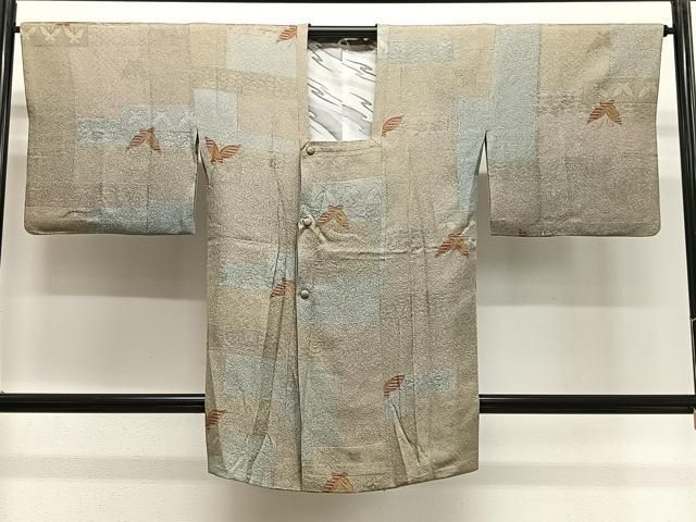平和屋着物∞道行コート　地紋起こし　舞蝶文　正絹　逸品　CABG3942ua